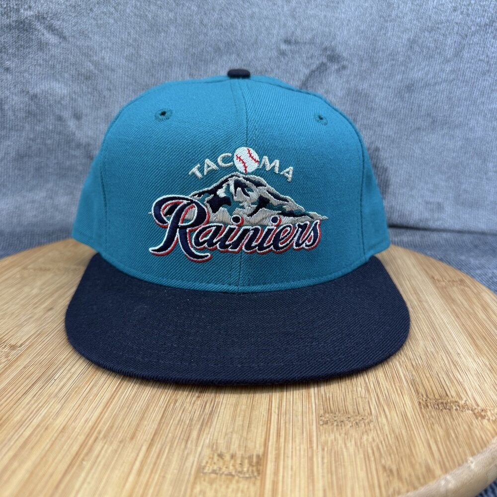 Tacoma Rainiers Vtg Hat Cap Fitted Mens 7 Blue Minor League New Era 90s Wool 90s